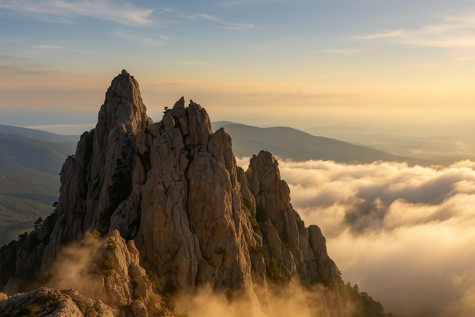 Ай-Петри — горные зубцы над облаками, один из символов Крыма
